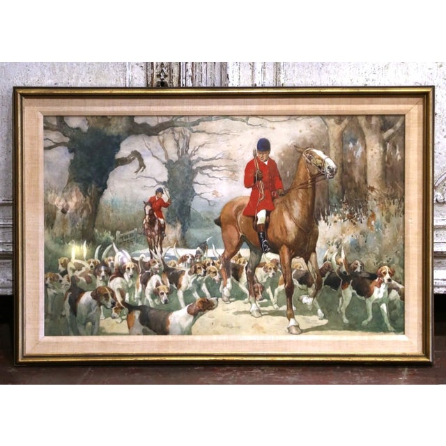 Early 20th Century English Fox Hunting Watercolor by Edwin Noble in Gilt Frame For Sale In Dallas - Image 6 of 13