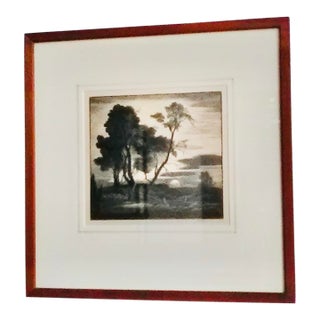 American Landscape Etching by Artist Thomas W. Nason C. 1940’s, 15” X 15”, Signed For Sale