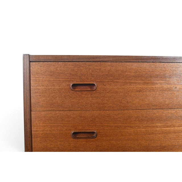 Brown Mid 20th Century Three Drawer Vodder Style Chest in Teak With Finished Back For Sale - Image 8 of 8