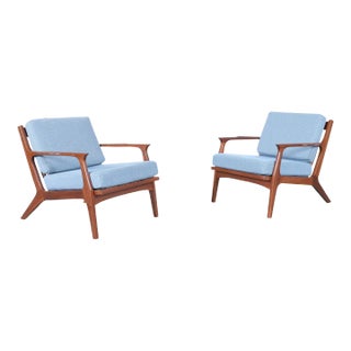 Danish Modern Walnut Lounge Chairs After Ib Kofod Larsen For Sale