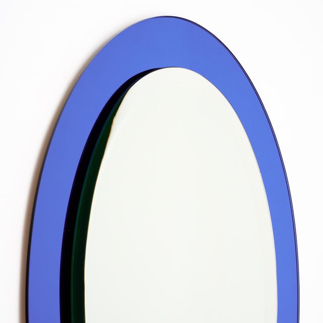 1970s Italian Vintage Blue Glass Mirror For Sale - Image 5 of 9
