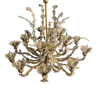1980s Schonbeck 15 Light Rivendell Bronze Faceted Crystal Chandelier For Sale