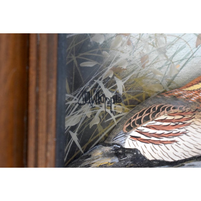 Traditional Abercrombie & Fitch X Hand Painted Quail Composition Relief Sculpture & Landscape by Joseph Q. Whipple (Signed & Dated 4/62) For Sale - Image 3 of 5
