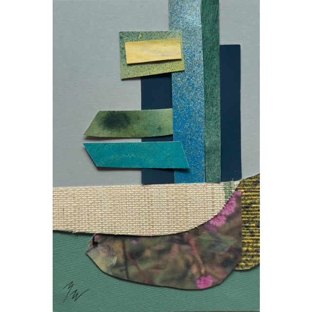 Blue "Petal 6" Original Mixed-Media Collage on Paper by Zac Woodiel For Sale - Image 8 of 10
