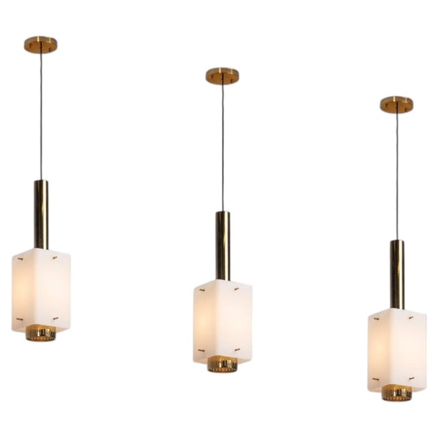 Vintage Italian Pendant Lamp in Brass and Glass from Stilnovo, 1960s For Sale - Image 16 of 16