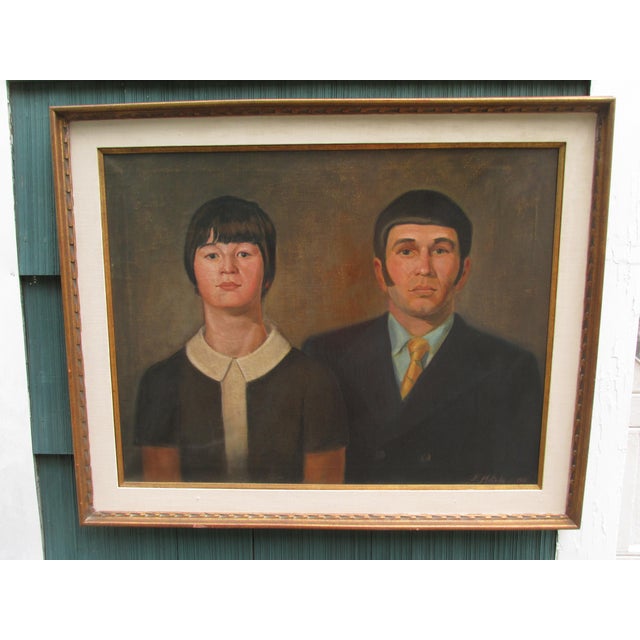 Portrait of Male and Female Ancestor Figures by Works Progress Admin. Artist J. Matulis, 1970 For Sale - Image 12 of 12