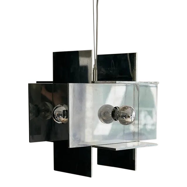 Vintage Polished Aluminum Pedant Ceiling Light For Sale