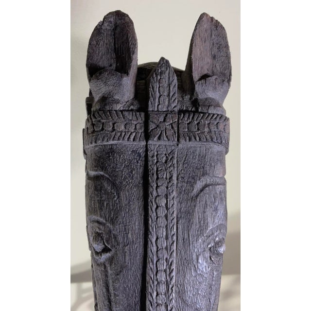 Magnificent Antique Indian Wood Horse Head Sculpture For Sale - Image 10 of 11