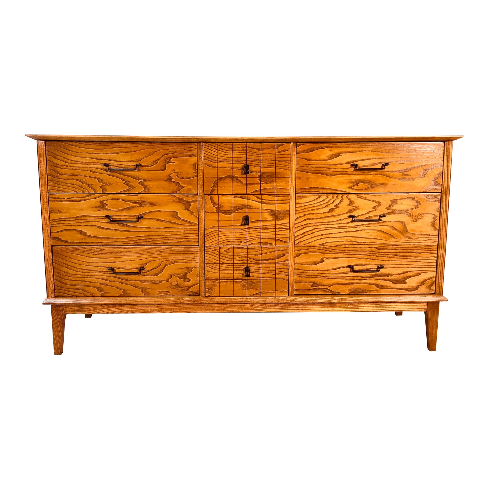 1960s Oak Wood Dresser With Dark Grain Chairish