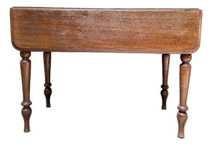 Antique American Drop Leaf Table One Drawer Turned Legs 19th C Mahogany