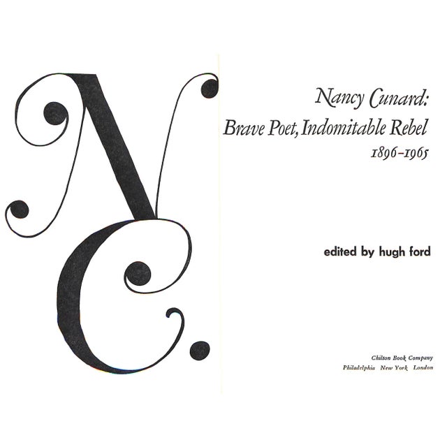 FORD, Hugh [edited by] [383] pp. Chilton Book Company 1968 9 1/2" x 6 1/2" Nancy Clara Cunard (10 March 1896 – 17 March...