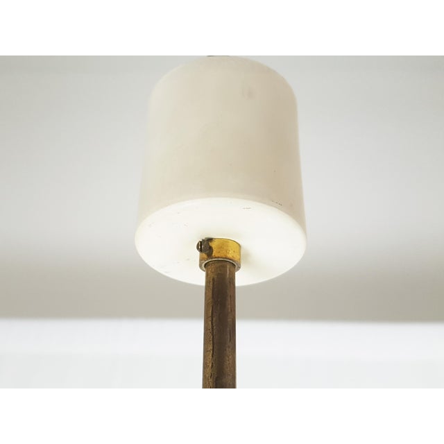 Italian Opaline Glass, Brass & Teak Pendant Lamp, 1950s For Sale - Image 11 of 12