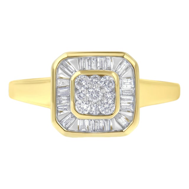 10K Yellow Gold Diamond Cocktail Ring (1/2 Cttw, I-J Color, SI2-I1 Clarity) - Size 6 For Sale