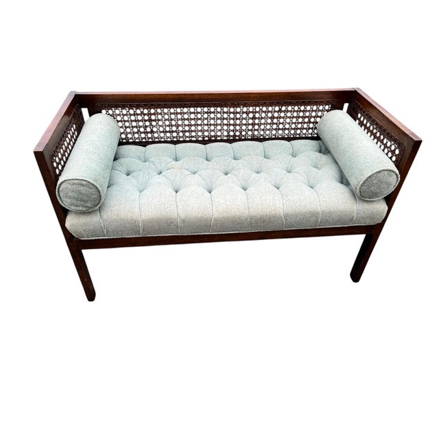 Mid 20th Century Mid Modern Cane Side Bench For Sale - Image 5 of 16