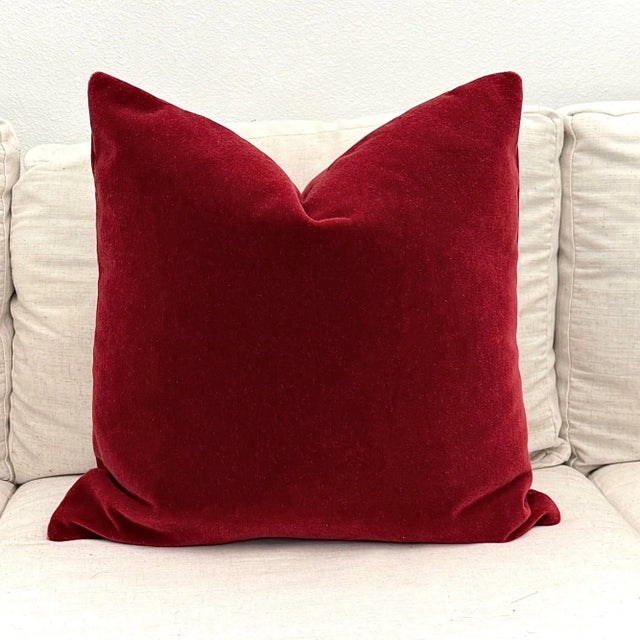 Custom made mohair pillow in Red. This genuine 100% mohair, is plush & comfy, a substantial weight, and wears like iron....