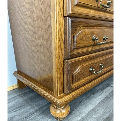 Brown Vintage French Chest of 4 Drawers with Brass Handles For Sale - Image 8 of 16