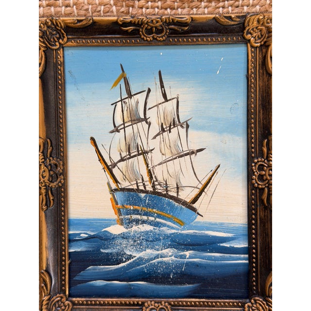 1960s Small Vintage Ship Painting For Sale - Image 5 of 7