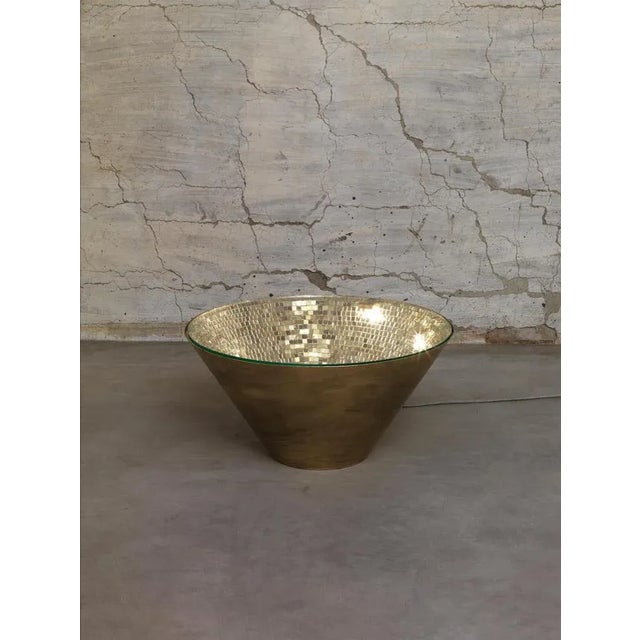 Narciso table by davide medri materials: mirror mosaic (gold), iron also available in silver. Dimensions: ø50 x h45 cm...