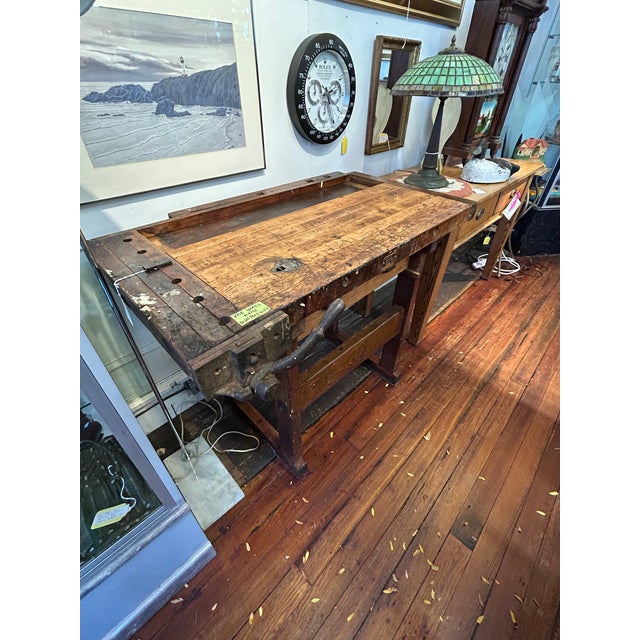 Antique Hammacher Schlemmer Rock Maple Workbench Table For Sale In Philadelphia - Image 6 of 12
