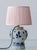 Antique Hand-Painted Chinoiserie Blue and White Ceramic Table Lamp with Silk Shade from Royal Delft, 1924 For Sale - Image 3 of 13