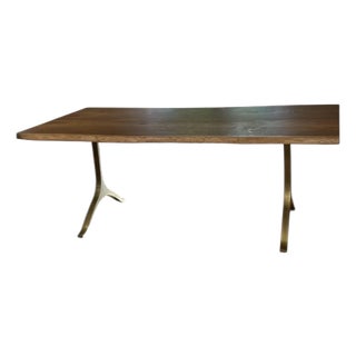 Anthropologie Nemus Dining Table 80” Bronze Legs Natural Live Edge For Sale