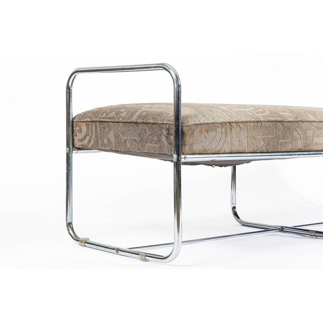 Metal Antique Hoffmann Bauhaus Daybed Bench for Howell, Art Deco Chrome Tubular Steel Bench, 1940s For Sale - Image 7 of 14