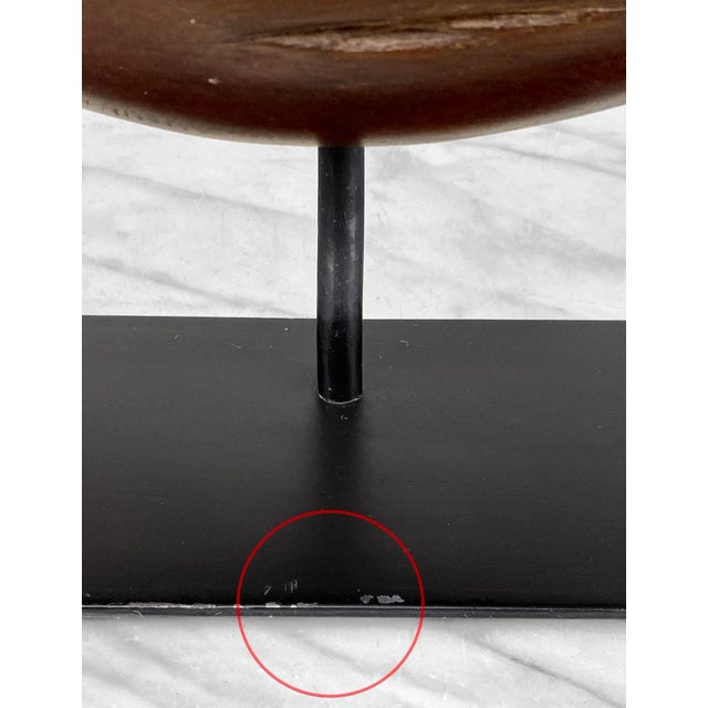 Wood Vintage Asian Abstract Carved Rosewood Round Sculpture For Sale - Image 7 of 10