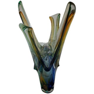 Multi-Color Modern Art Polish Crystal Glass Sculpture For Sale
