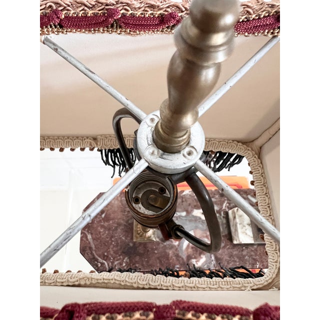 1920s Art Deco Table Lamp With Silk Embellished Fringe Shade For Sale - Image 11 of 18