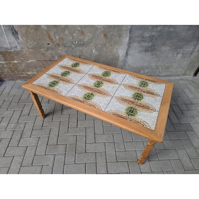 Mid-Century Danish Coffee Table in Oak and Green Ceramic, 1970s For Sale - Image 16 of 16
