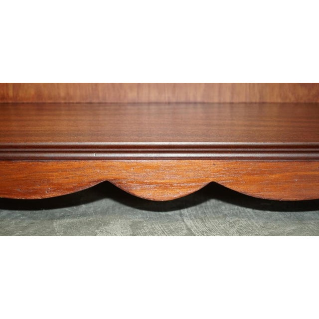 Vintage Flamed Hardwood Twin Drawer Dwarf Open Library Bookcase For Sale - Image 9 of 18