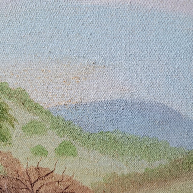 1980s Tx Bluebonnets Landscape Oil Painting Signed 29x17" Frame Linen Matt 24 X 12 Art For Sale - Image 12 of 16