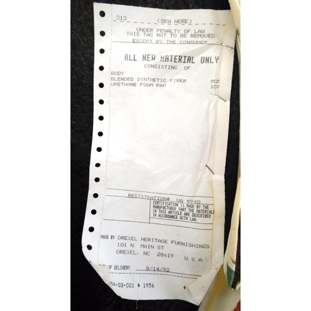 Drexel Large Tufted Floral Upholstery 35” Diameter Ottoman Foot Stool Bench MINT For Sale - Image 10 of 10