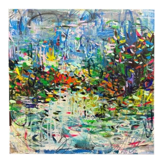 Abstract Oil Painting by Helen Zarin Titled "My Lovely Pond" For Sale