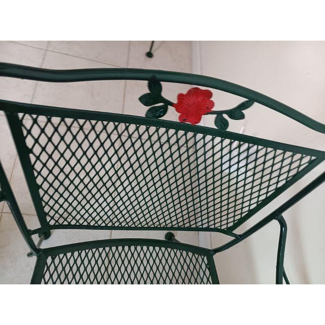 Vintage Metal Russell Woodard Salterini Style Patio Garden Chair Green Set of 3 For Sale - Image 4 of 9