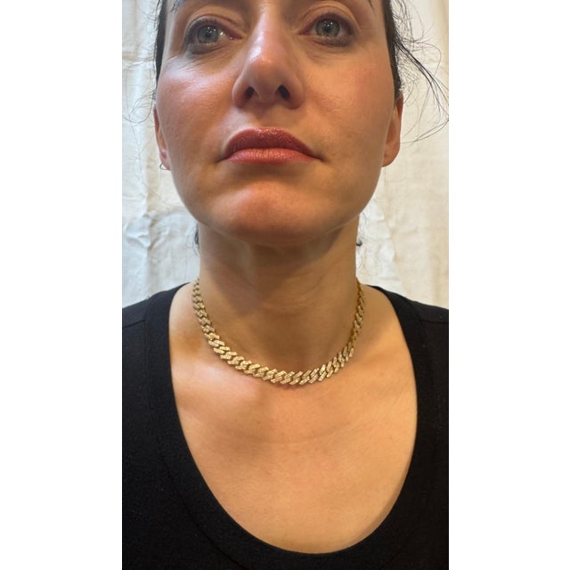 3.5Ct Pave Diamond Necklace 28.4 GM, 14 Karat Gold Necklace , UNISEX For Sale - Image 9 of 18