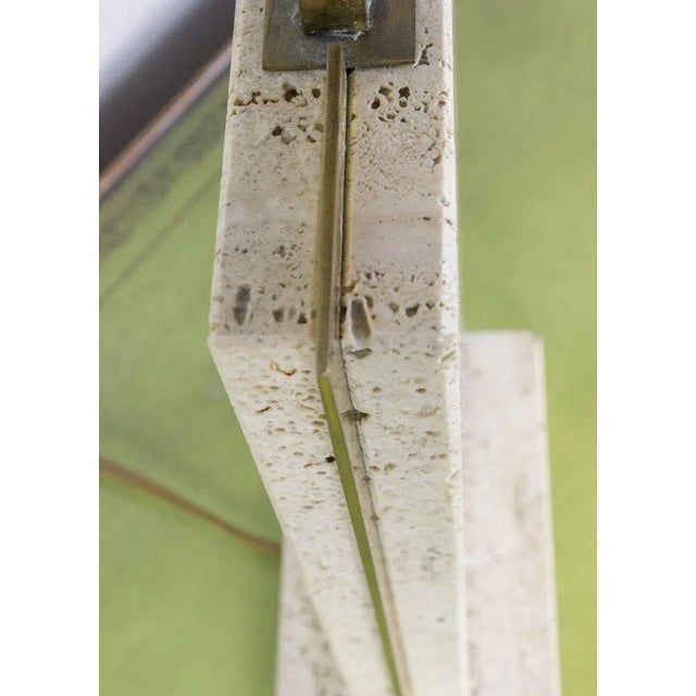 1970s Travertine and Brass Lamp Signed by Camille Breesch, 1970s For Sale - Image 5 of 9