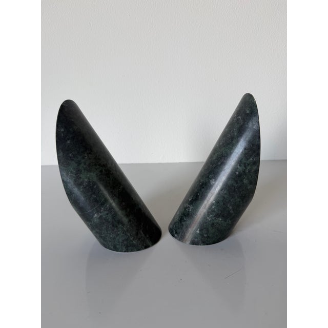 Green Vintage Modernist Sculptural Green Marble Bookends – A Pair For Sale - Image 8 of 12