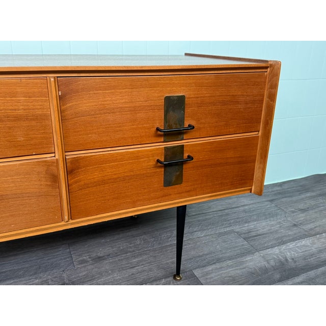 Black Vintage Italian Chest of Drawers in Teak with Metal Legs, 1950s For Sale - Image 8 of 18