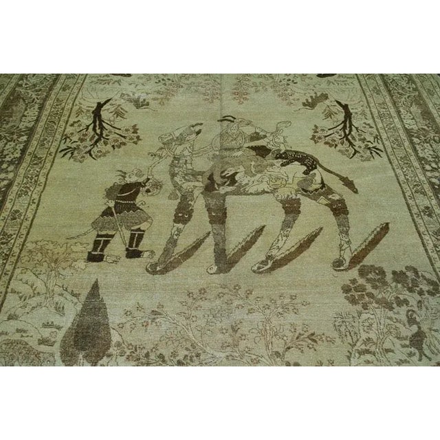 Contemporary Antique Pictorial Persian Haji Jalili Tabriz Rug For Sale - Image 3 of 9