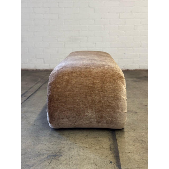 Tan Sculptural Waterfall Bench in Cognac For Sale - Image 8 of 12