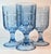 Blue Periwinkle Cut Windowpane Goblets- Set of Four For Sale - Image 8 of 11