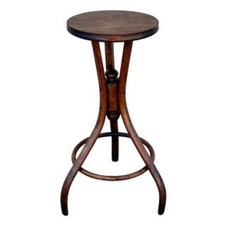 Late 19th Century Late Victorian Thonet Style Bentwood Oak Tripod Plant Stand Pedestal Table For Sale