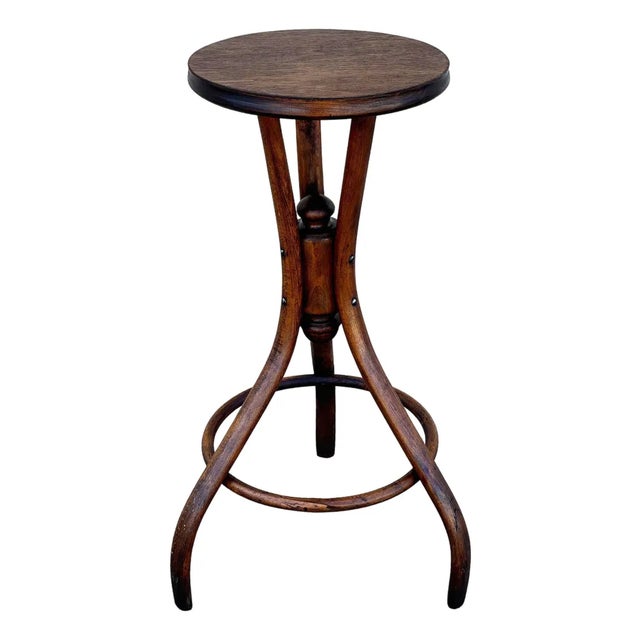 Late 19th Century Late Victorian Thonet Style Bentwood Oak Tripod Plant Stand Pedestal Table For Sale
