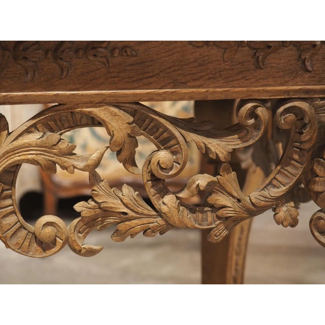 Wood Antique Carved Oak and Bluestone Regence Style Console From Flanders, Circa 1850 For Sale - Image 7 of 12