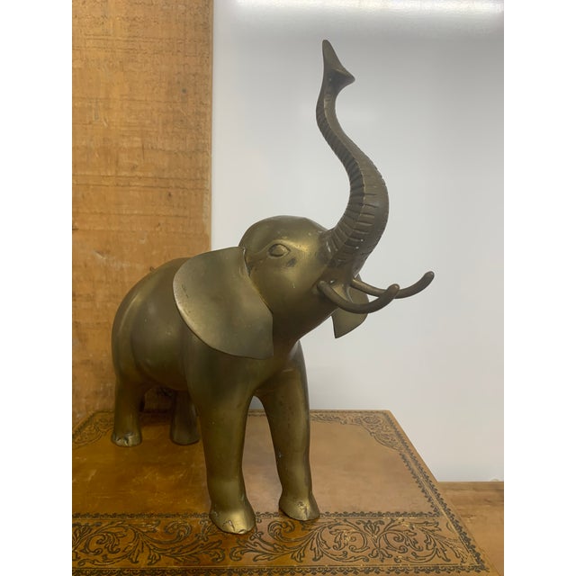 Mid 20th Century Vintage Mid 20th Century Brass Elephant Sculpture For Sale - Image 5 of 5