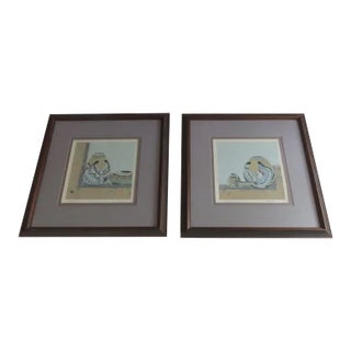 Mid 20th Century Southwestern Still Life Seigraphs by S. W. Fox, Framed - a Pair For Sale