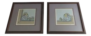 Mid 20th Century Southwestern Still Life Seigraphs by S. W. Fox, Framed - a Pair