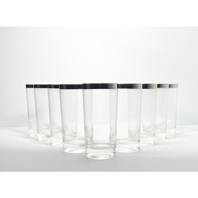 1950s Dorthy Thorpe “Silver Band” Set of 9 Highball Tumbler Glasses 5 5/8” 12oz Good vintage condition. No chips, cracks,...