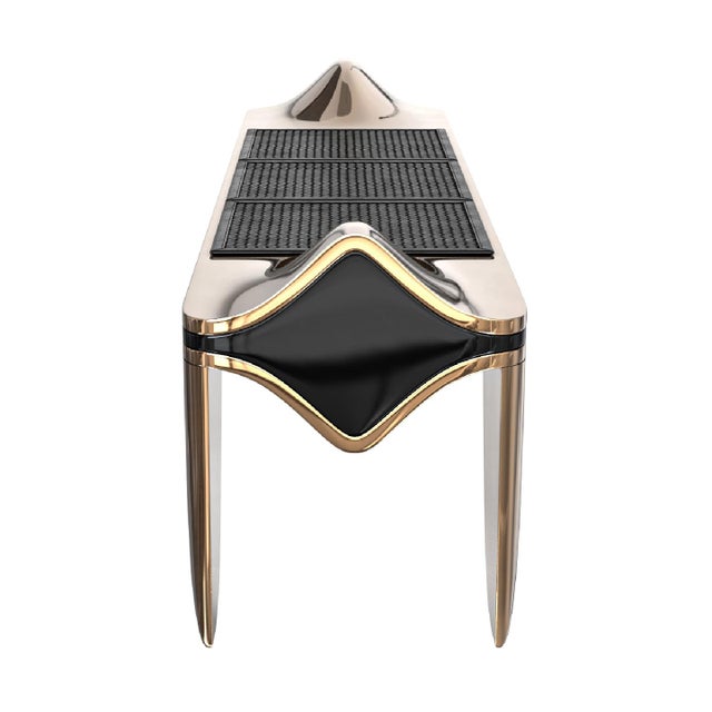 Metal "Passione" Bench With Bronze and Exclusive Woven Leather, Handcrafted For Sale - Image 7 of 8